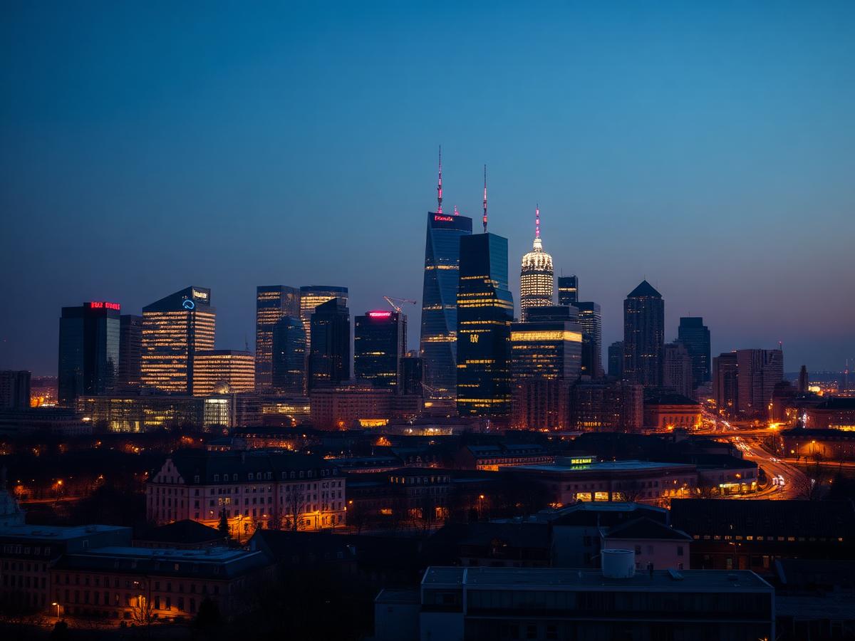 Frankfurt skyline at blue hour