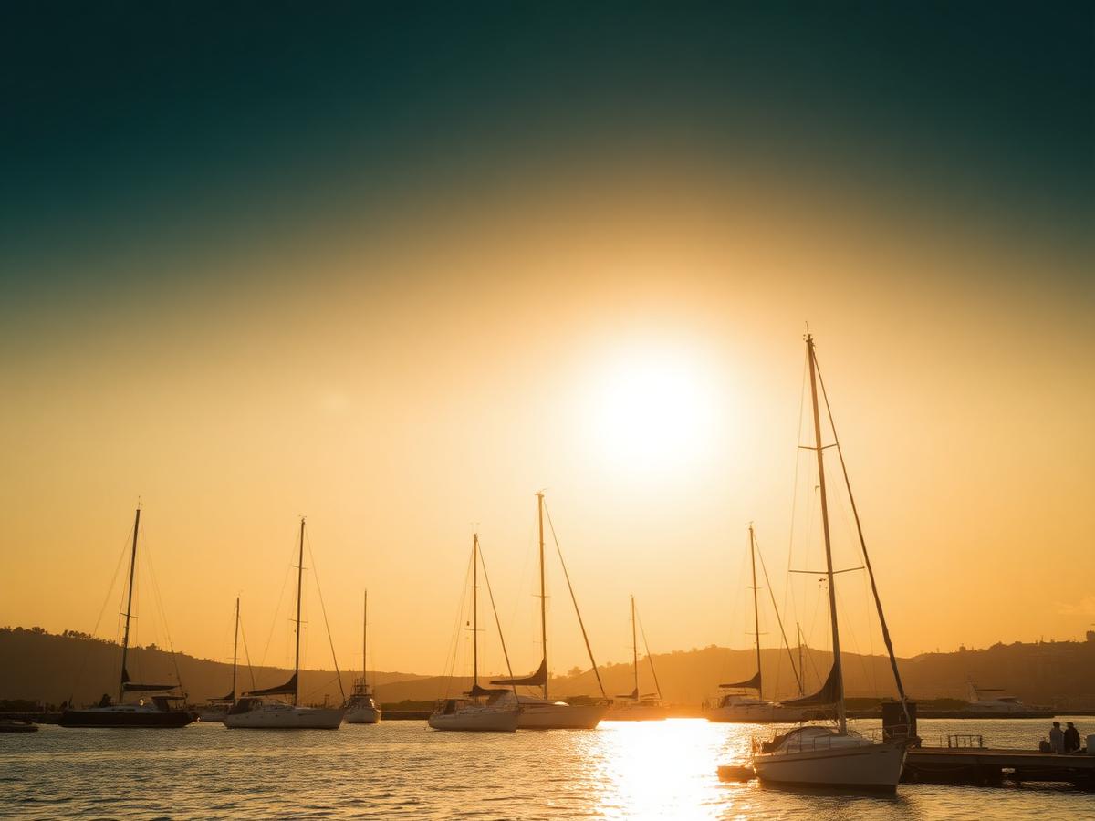 Auckland harbour at sunset
